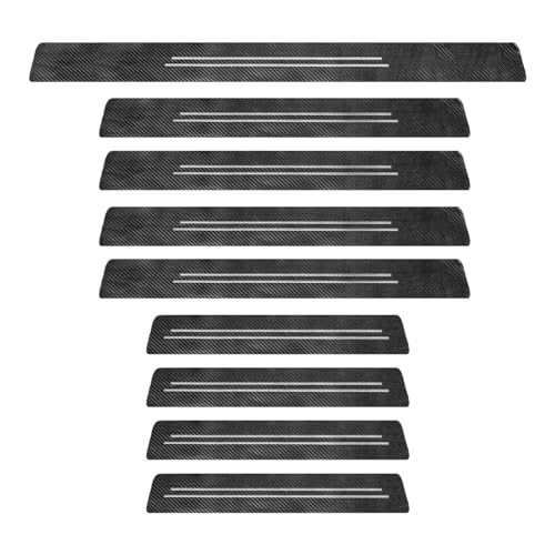 9 PCS Car Door Sill Protector, Anti-Scratch Carbon Fiber Car Door Entry Guards Stylish Stickers, Waterproof Threshold Rear Bumper Protection Strips for Most Vehicles - color: 9pcs for doorsill & trunk