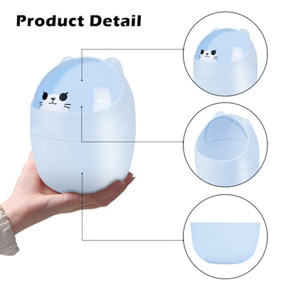 3 Pack Cute Mini Trash Can, Desktop Trash Can with Lid, Small Garbage Can with 180 Trash Bags, Tiny Countertop Wastebasket for Kids, Kawaii Waste Bin for Office Bedroom Bathrooms Desk Car - color: Style 1, 3Pcs