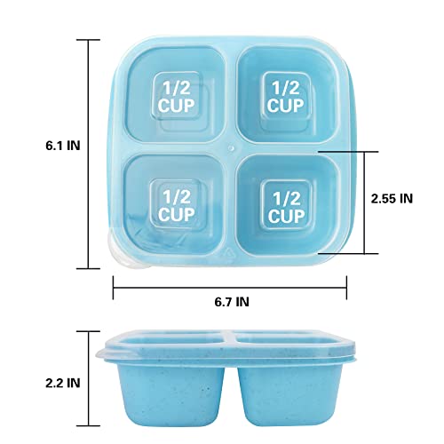 Finorder 6 Pack Snack Containers, Wheat Straw Fiber 4 Compartment Reusable Bento Lunch Box, Meal Prep Lunch Containers for Adults, Food Containers for Picnic, Office and Travel - color: Wheat straw-6pack
