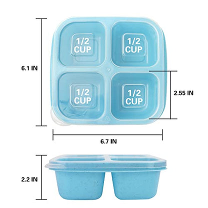 Finorder 6 Pack Snack Containers, Wheat Straw Fiber 4 Compartment Reusable Bento Lunch Box, Meal Prep Lunch Containers for Adults, Food Containers for Picnic, Office and Travel - color: Wheat straw-6pack
