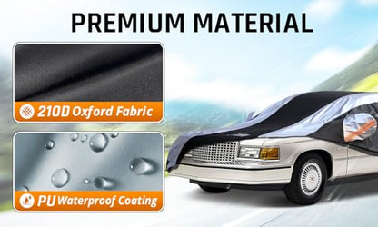 Deville Car Cover Waterproof All Weather with Silver Strip Design, Custom Fit for Deville 1994–2006, Deville Accessory with Door Zipper & Windproof Straps - size: Custom Fit Cadillac Deville