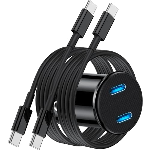 Kitminun Car USB C iPhone Charger, Dual USB C Car Charger Adapter Plug with 3ft USB Type C to C Cable, Fast Charging for Apple iPhone 16 Pro Max/16 Pro/15 Pro/15 Plus/iPad Pro 12.9/11 inch/Air 5/Mini - size: Dual USB C