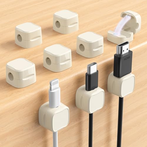 Magnetic Cable Clips, Adjustable Cord Holder Management, Adhesive Wire Keeper Organizer for Home Office Desk Phone PC Car Wall Desktop Nightstand Appliance (9-Pack Beige) - color: 9-Pack Beige