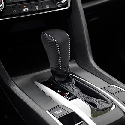 Auto Car Leather Gear Shift Knob Cover for Honda Civic 10th Gen 2021 2020 2019 2018 2017 2016 Accessories (E) - color: E