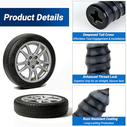 21 PCS Tire Repair Rubber Nail Kit, Premium Spiral Screw-in Tire Plugs with 2 Sizes, Emergency Roadside Flat Tire Fix Tool for Car Truck Motorcycle Tractor ATV SUV (20 PCS + 1PC Screwdriver) - size: 20 PCS + Screwdriver