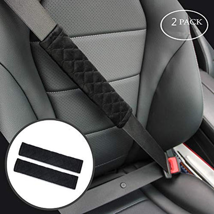 Amooca Soft Auto Seat Belt Cover Seatbelt Shoulder Pad 2 PCS for a More Comfortable Driving Compatible with All Cars and Backpack Black - color: B: Black