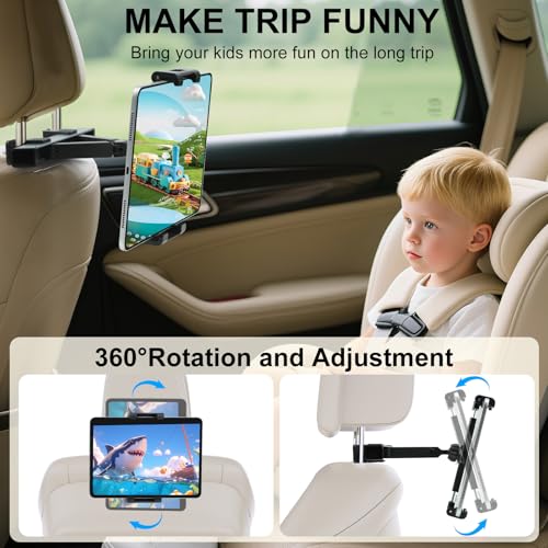 Kairiyard Tablet Holder for Car, Triangle Extension Arm Adjustable Car Back Seat Tablet Holder Road Trip Essentials Headrest Tablets Cars Mount Compatible with iPad Pro, Air, Mini, 4.7-11" Devices - color: Blue-gray