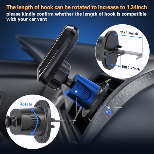 pop-tech Car Vent Phone Mount for Thick Socket Grip, Air Vent Clip Phone Holder Compatible with Magsafe Wallet Black & iPhone Samsung Card Holder, Cellphone Stand with Sticky Adhesive