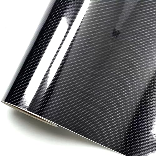 MOTONG 6D Black Carbon Fiber Vinyl Wrap for Cars - High Gloss Self-Healing Automotive DIY Film - Removable, Waterproof Vehicle Wrap for Doors, Bumper, Interior Trim (11.81 * 118.11 inch)