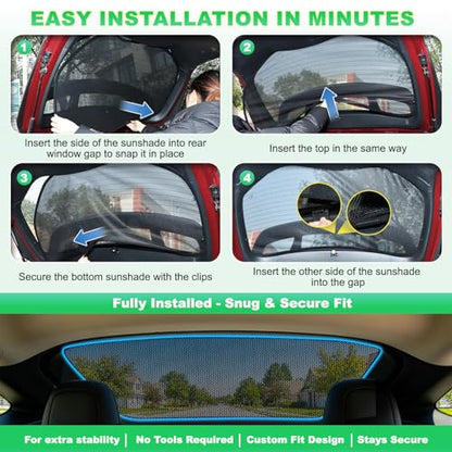 Rear Window Sun Shade for 2020-2024 Model Y, Custom Fit Back Windshield Shade, Breathable Mesh UV Protection Heat Reduction for Baby & Passengers, Clear Rear View, Easy Clip-On Install - size: Model Y(2020-2024)-Rear Windshield