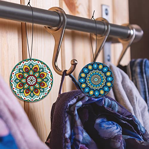 12 Pieces Mandala Car Air Fresheners, Hanging Hippie Car Accessories, Boho Style Automotive Air Fresheners Long Lasting for Women Men Auto Interior Decoration