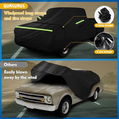 QUNSUNUS Car Cover for Chevrolet C10 C20 K10 K20 1960-1991 Standard Cab 6.5Ft Short Bed, Waterproof C10 Truck Cover with Zipper, Car Covers All Weather with Wind, Sun, UV and Dust Protection - size: for Chevrolet C/K Standard Cab 6.5ft Short Bed
