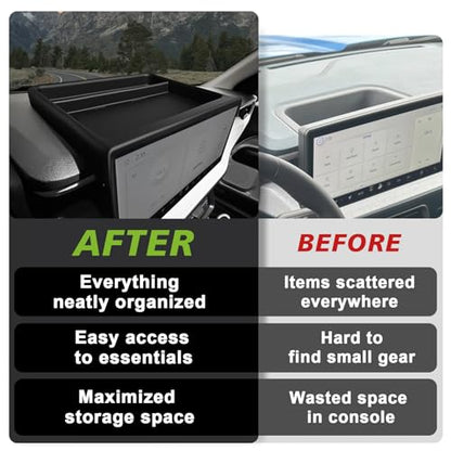 Muslogy Dashboard Storage Organizer Compatible with 2025 2026 Ford Maverick Accessories Center Console Insert with Magnetic Lid Hidden Panel Secret Compartment Fits 2025 2026 Maverick Behind Screen - size: Dashboard Storage Organizer (2025)