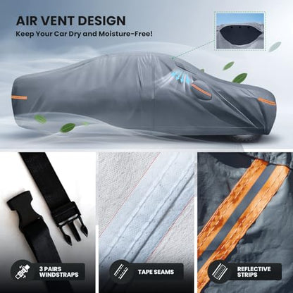 Waterproof Mercedes-Benz GLE350 GLE400 GLE450 GLE43 GLE53 GLE63(2015-2026) Car Cover with Breathable Vents, [2025 Upgrade] Premium Covers with Cotton Liner and Zipper Door,Sun Rain Snow Protection. - color: SUV Car Cover, size: Custom Fit Benz GLE-Class+T