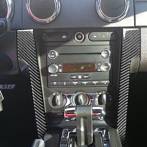 Real Soft Carbon Fiber Car Accessories Central Console Instrument Side Strips Interior Trim Stickers Compatible with Ford Mustang GT Shelby 2005 2006 2007 2008 2009 - color: Console Strips-black