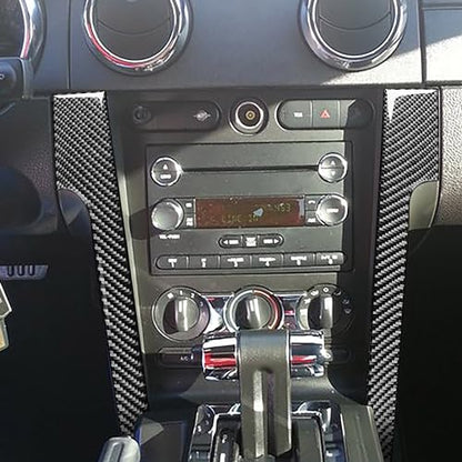 Real Soft Carbon Fiber Car Accessories Central Console Instrument Side Strips Interior Trim Stickers Compatible with Ford Mustang GT Shelby 2005 2006 2007 2008 2009 - color: Console Strips-black