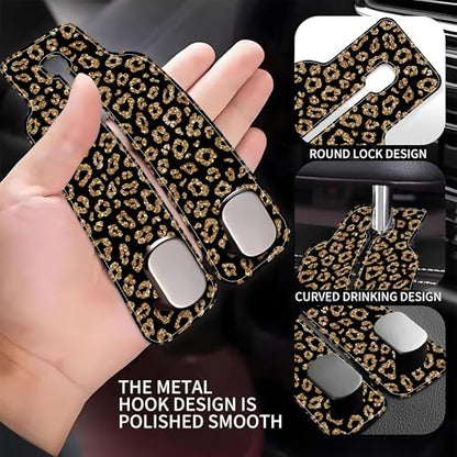 Car Headrest Purse Hanger Abstract Gold Glitter Leopard 1 Pack Bag Purse Holder for Car Premium Leather Double Metal Hook for Handbags, Grocery Bags and Phones - color: Abstract Gold Glitter Leopard