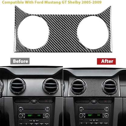 Car Air Vent Trim Central Consoles Wind Outlet Stickers Real Carbon Fiber Interior Accessories Decals Compatible with Ford Mustang GT Shelby 2005 2006 2007 2008 2009 - color: Central Vent-black