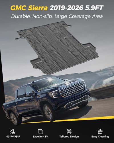 3W Truck Bed Mat for 2019-2025 2026 Chevrolet Chevy Silverado 1500/GMC Sierra 1500 (Only Fit 5.8FT Bed), Bed Liner for Chevy Silverado GMC Sierra 1500, Not Fit Optional CarbonPro Bed - size: GMC Sierra 19-26 Truck Bed Mat 5.8FT