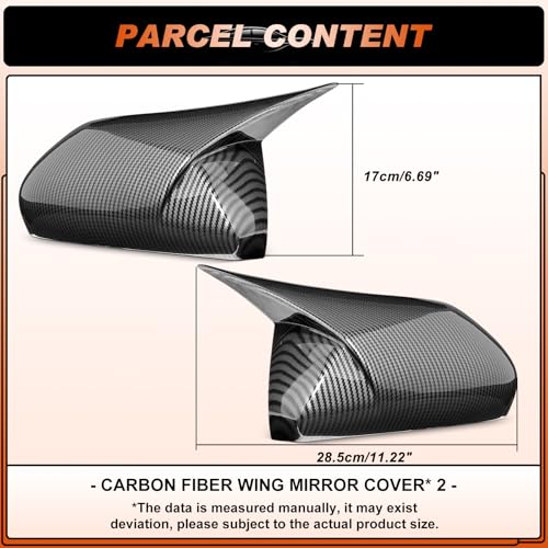 Carbon Fiber Mirror Cover Caps Fit for Toyota Camry 2018 2019 2020 2021 2022 2023 2024 2025- Rearview Side Mirror Covers-Ox Horn Design, Left Driver Side & Right Passenger Side,1 Pair - size: Fit for Camry 2018-2025-Ox Horn-Carbon Fiber