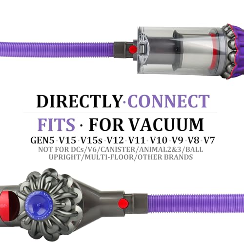 Fullclean Dryer Vent Lint Vacuum Attachments Hose for Dyson Gen5 V15 V15s V12 V11 V10 V9 V8 V7 Detect Absolute Cyclone Outsize Slim Nozzle Crevice Flexible Lint Removal Tool Dryer Vent Cleaner Kit - style: Dryer Hose Purple