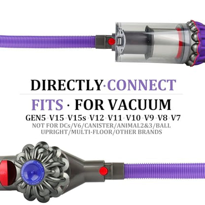 Fullclean Dryer Vent Lint Vacuum Atttachments for Dyson V15 V15s Gen5 V12 V11 V10 V9 V8 V7 Detect Absolute Cyclone Outsize Slim Vacuum Cleaner Crevice Flexible Dryer Lint Remove Tool Cleaner Kit - style: Dryer Hose and Brush Purple