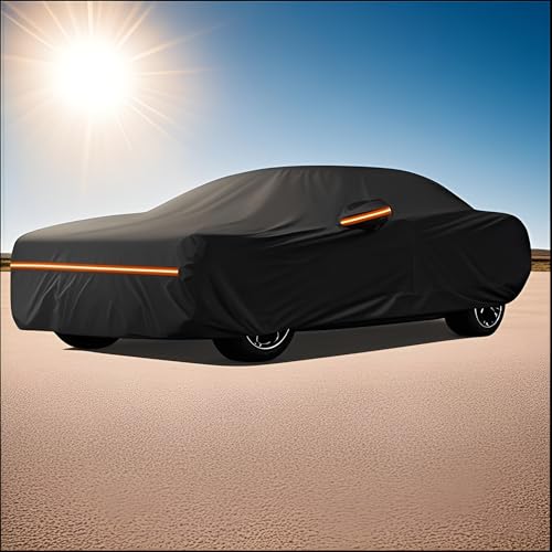 Amooca Heavy-Duty Car Covers Custom Fit for Dodge Challenger 2008-2024 Waterproof Sun-Proof All Weather for Automobiles Snow Cover 420D with Door Zipper Cotton Lining - color: A06-Custom Fit Dodge Challenger 2008-2024