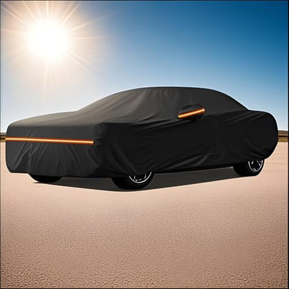 Amooca Heavy-Duty Car Covers Custom Fit for Dodge Challenger 2008-2024 Waterproof Sun-Proof All Weather for Automobiles Snow Cover 420D with Door Zipper Cotton Lining - color: A06-Custom Fit Dodge Challenger 2008-2024