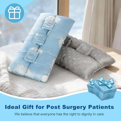 supregear Abdominal Seatbelt Pillow, Soft Minky Dot Cover Cushion with Hot/Cold Pack Pocket for Gentle Comfort and Pressure Relief During Travel or Recovery (Grey) - color: Grey (Minky Dot Cover)