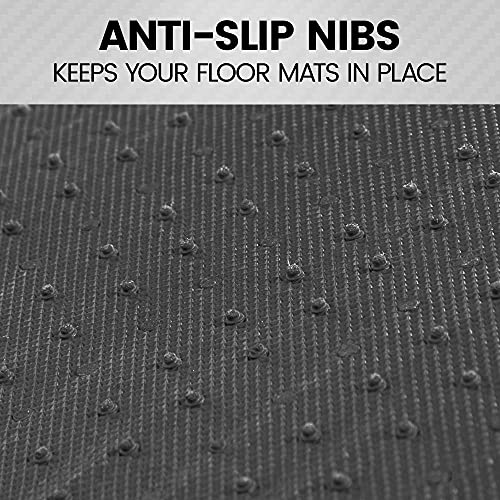 BDK Carpet Floor Mats for Cars, Two-Tone Carpet Car Mat with Faux Leather Accents, Automotive Floor Mat Sets with Built-in Heel Pad, Stylish Interior Car Accessories Red