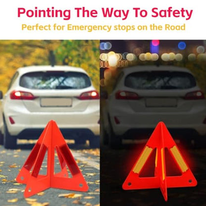 Akozon Emergency Triangles, Portable Car Roadside Triangles Emergency Breakdown Reflective Triangle For Car Warning Safety Road Stop Sign