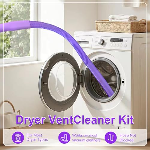 Upgraded Dryer Vent Cleaner: Universal Vacuum Hose Kit Attachment for Lint Removal Fits All Vacuums Cleaner Dryer Cleaning Tools for Clogged Ducts (Purple) - color: Purple