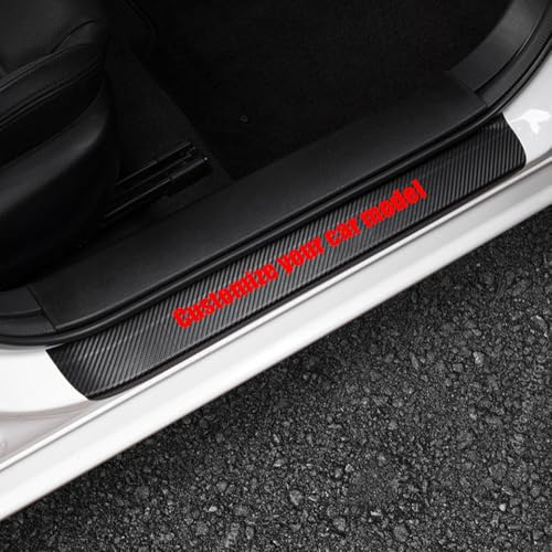 LEXLEY For Dodge Charger Challenger Durango SRT,Customize Your Car Model,Leather Door Sill Protector,Scuff Plate Cover-RED - color: RED