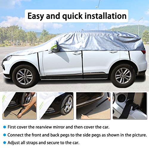 Half Car Cover All Weather Car Body Cover Sunshade Cover Snow Cover Waterproof Snowproof Universal 210D Oxford Fabric (Fit MPV/SUV Length 185'' to 195'') - size: Fit Mpv/Suv Length 185'' to 195''