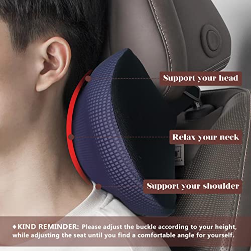 Really Cushiony Car Headrest Pillow, Car Pillow for Driving Seat with Adjustable Strap, Breathable Removable Cover & Ergonomic Design - Softness Office Travel Car Neck Pillow(Purple, 1PC) - color: Purple