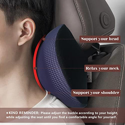 Really Cushiony Car Headrest Pillow, Car Pillow for Driving Seat with Adjustable Strap, Breathable Removable Cover & Ergonomic Design - Softness Office Travel Car Neck Pillow(Purple, 1PC) - color: Purple