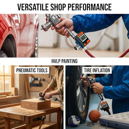LE LEMATEC Digital Air Pressure Regulator with LED Display Gauge, ¼ NPT Valve for Air Compressor, Tire Inflation, HVLP Spray Paint Gun, & Professional Air Tools, Compact & Heavy-Duty. DAR01B - style: Pro Digital Version