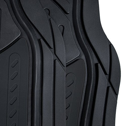 FH Group Monster Eye Full Set Rubber Floor Mats w. Trimmable Vinyl Trunk Liner/Cargo Mat Black- Fit Most Car, Truck, SUV, or Van (Black) F11313- F16403 - color: Solid Black, style: Floor Mat + Cargo Mat Set
