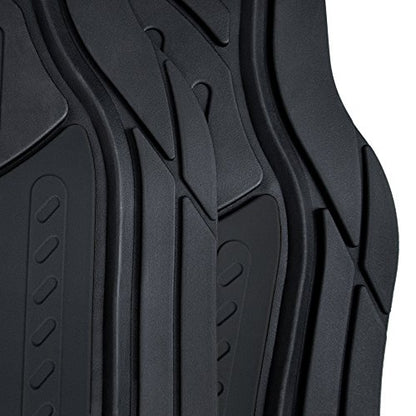 FH Group Monster Eye Full Set Rubber Floor Mats w. Trimmable Vinyl Trunk Liner/Cargo Mat Black- Fit Most Car, Truck, SUV, or Van (Black) F11313- F16403 - color: Solid Black, style: Floor Mat + Cargo Mat Set
