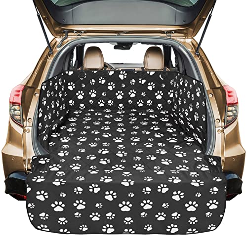 Veckle SUV Cargo Liner for Dogs with Side Flaps, Large (54" x 93") Water Resistant Trunk Cover, Non-Slip Pet Area Protector with Bumper Flap, Universal Fit for SUVs Sedans Vans, Paw Print - color: Dog Bone, size: Large (With Flaps) 93"