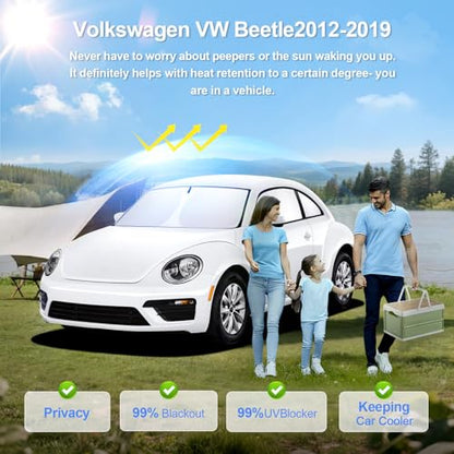 6pcs Car Window Shades for Volkswagen VW Beetle 2012-2019 Accessories,Windshield Side Rear Full Sunshade,Sun Visor UV Blocking, Privacy Protection and Blackout for Camping Outdoor - size: for Volkswagen VW Beetle2012-2019