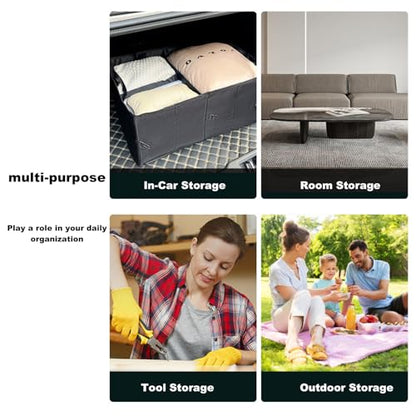 Trunk Organizer, Storage Box - 52L Large Capacity Collapsible Multi Compartments Organizer, Portable Storage Box for Most Cars/SUV, Waterproof Oxford Fabric, Black