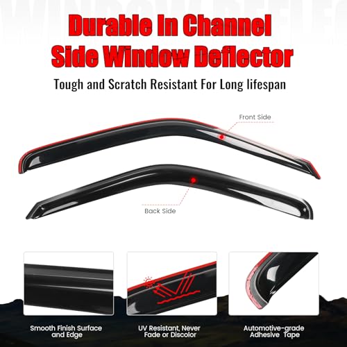 IKON MOTORSPORTS in Channel Window Visors Compatible with 1994-2001 Dodge Ram, Smoke Slim Style Wind Deflector 2Pcs, 1995 1996 1997 1998 1999 2000
