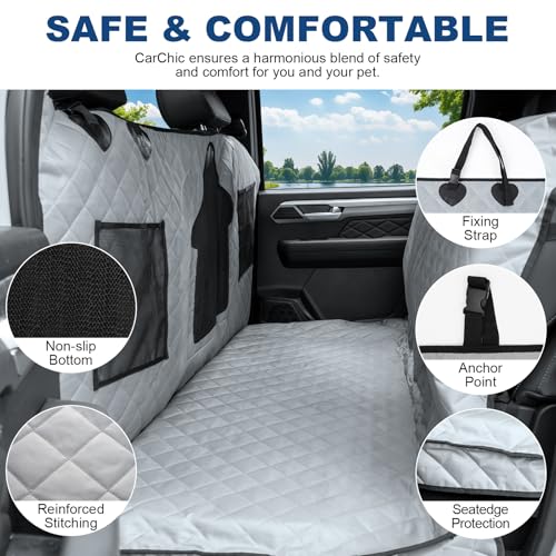 Dog Car Seat Cover for Back Seat - Waterproof Pet Hammock with Embedded Insert Door Protectors (XLarge for Crew Cab Truck with Fold‑Up Seat) - size: Xlarge for Crew Cab Truck With Fold‑up Seat