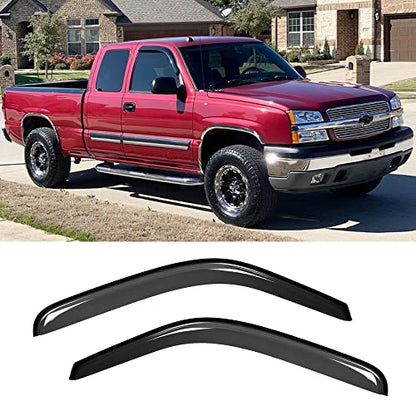 92956 Side Window Visors Wind Deflector for 99-07 Chevry Silverado 1500, 99-06 Silverado/Sierra 2500&3500, 2007 Classic with Standard Cab/Extended Cab, 2pcs Outside Smoke Rain Guards Set - size: 99-06 Regular Cab
