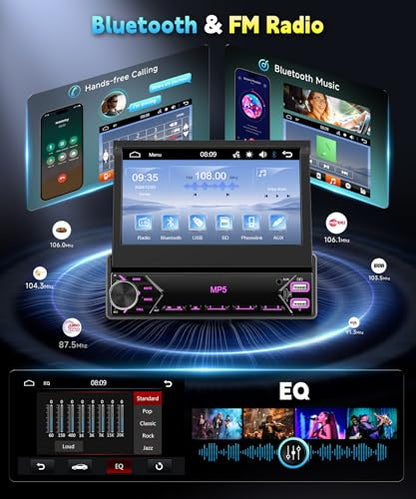 7 inch Single Din Flip Out IPS Touchscreen Car Stereo, 1 Din Car Stereo with Bluetooth Car Audio Receivers, Backup Camera, FM Radio/Mirror Link/USB/AUX/TF/Type-C Fast Charging - style: 7 inch+Mirror Link