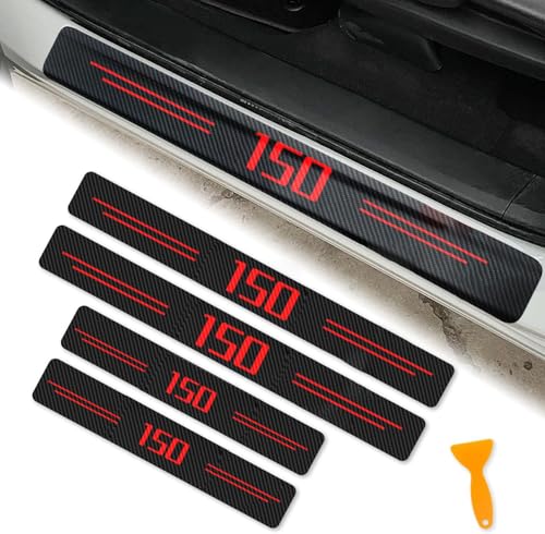 4Pcs Carbon Fiber Car Door Sill Protector Scratch Resistant & Waterproof Door Entry Guard fit for Ford F150 Accessories - color: door-150-red