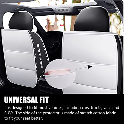 Car Seat Covers Full Set, Super Luxurious Heavy Duty Waterproof Leather Automotive Vehicle Cover for Cars SUV Pick-up Truck, Universal Non-Slip black white Seat Car Accessories (Full Set/White) - color: Full Set/white