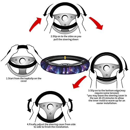 Swono Galaxy Purple Car Steering Wheel Covers Abstract Beautiful Space with Star Women Men Interior Accessories Universal 15 Inch Steering Steering Wheel Protector Anti-Skid Grips - color: multi-053