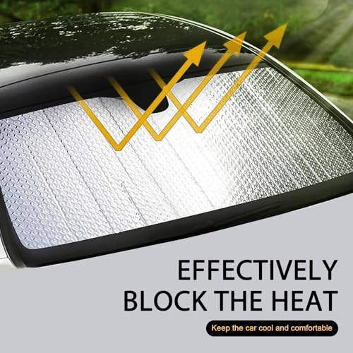 Accordion Foldable Windshield Sun Shade, Reflective Sunlight Highly Effective Cooling Heat Insulation Sunshade, Convenient to Stow Summer Accessories, Suitable for Most Cars (Silver #M) - size: 1 Pc #M
